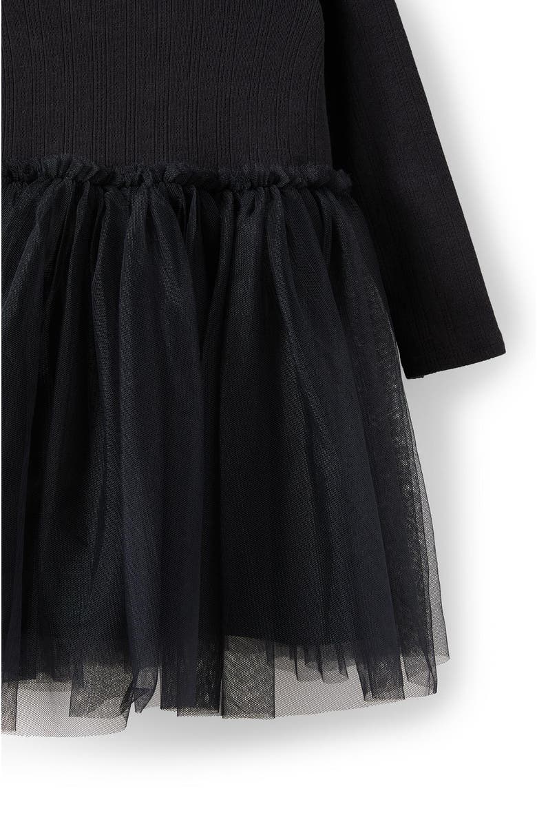 Cotton On Kids Kid's Harper Long Sleeve Dress Up Dress, Alternate, color, Black Pointelle Heart