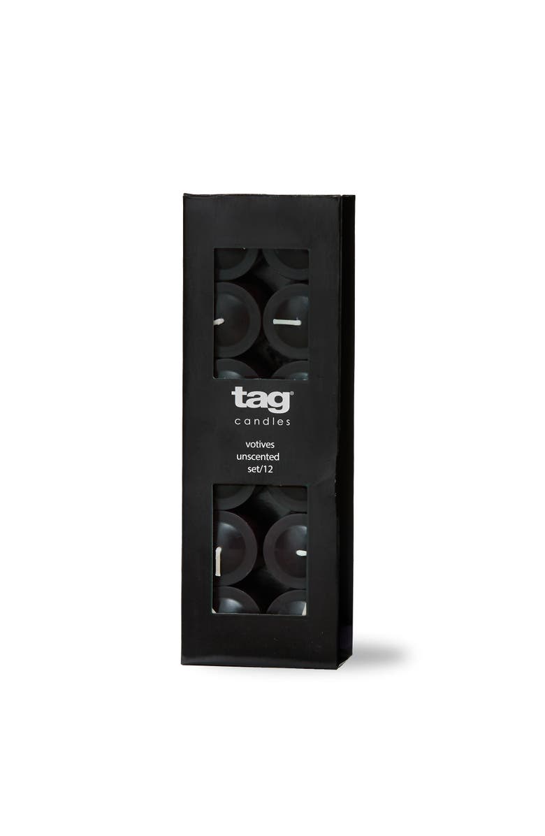tag Color Studio Black Votive Candles Set of 12 Smokeless Wax, Main, color, Black