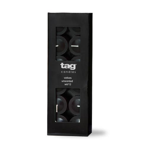 Color Studio Black Votive Candles Set of 12 Smokeless Wax