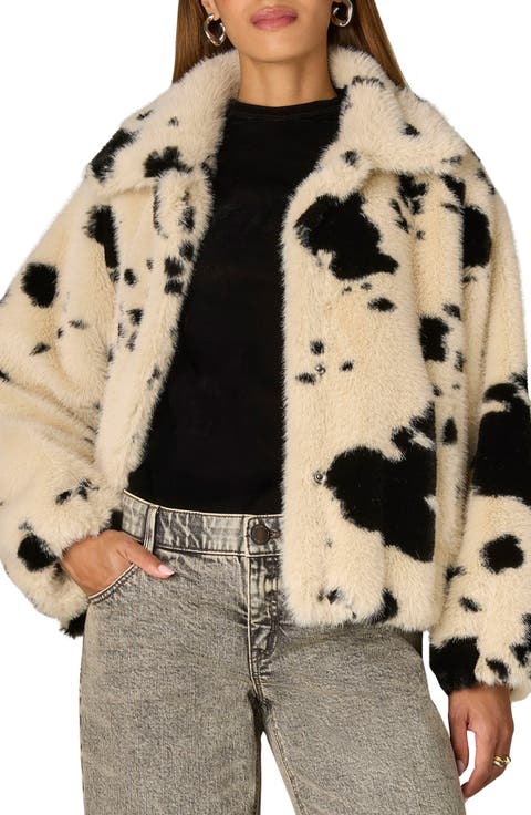 Blouson Sleeve Faux Fur Jacket