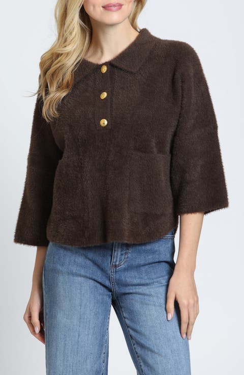 Fuzzy Polo Sweater