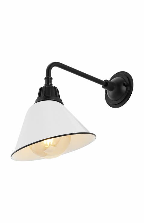 Croydon 1-Light Farmhouse Industrial Indoor/Outdoor Iron LED Gooseneck Arm Outdoor Sconce