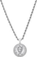 HMY JEWELRY Men's Stainless Steel Simulated Diamond Lion Pendant Necklace