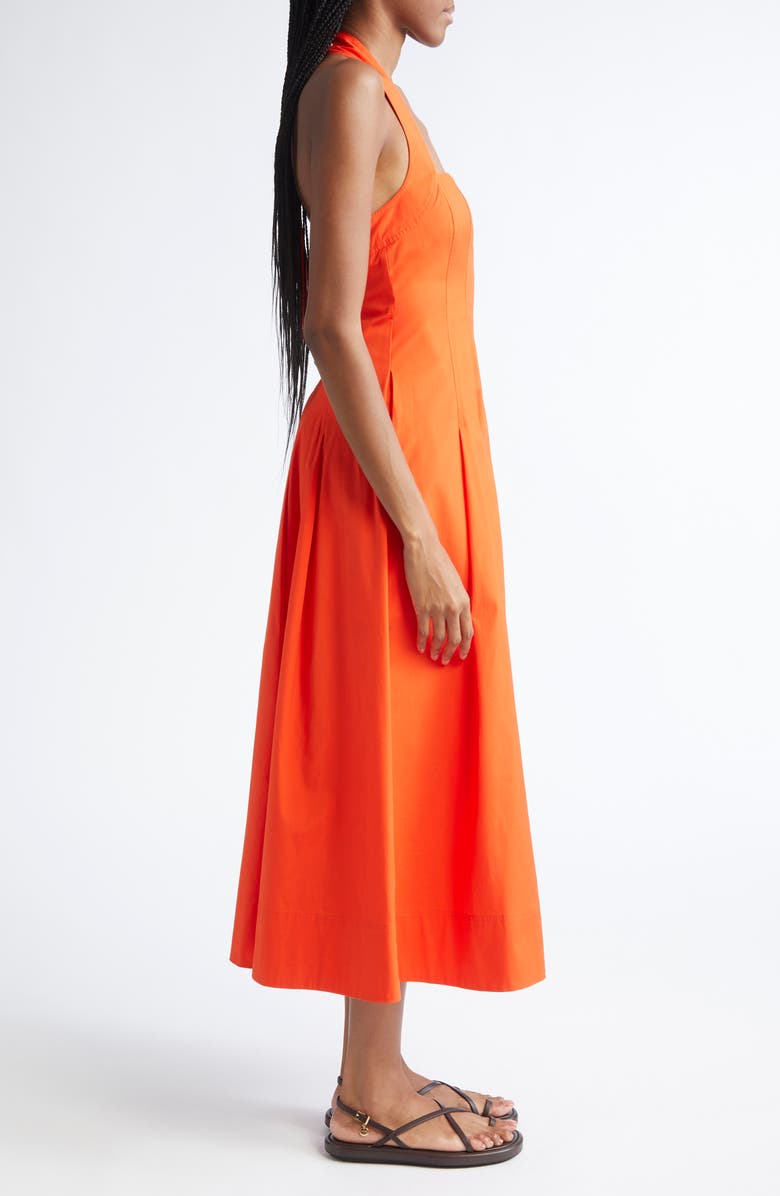 A.L.C. Natalie Stretch Cotton Halter Dress, Alternate, color, Poppy