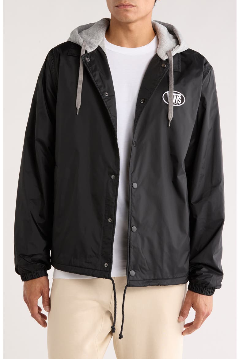 Riley Hooded Coach's Jacket, Main, color, BLACK