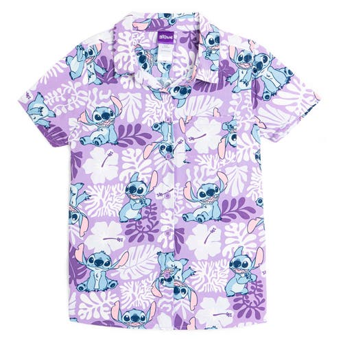 Disney Short Sleeve Button Down Shirt in Lilo & Stitch Purple 