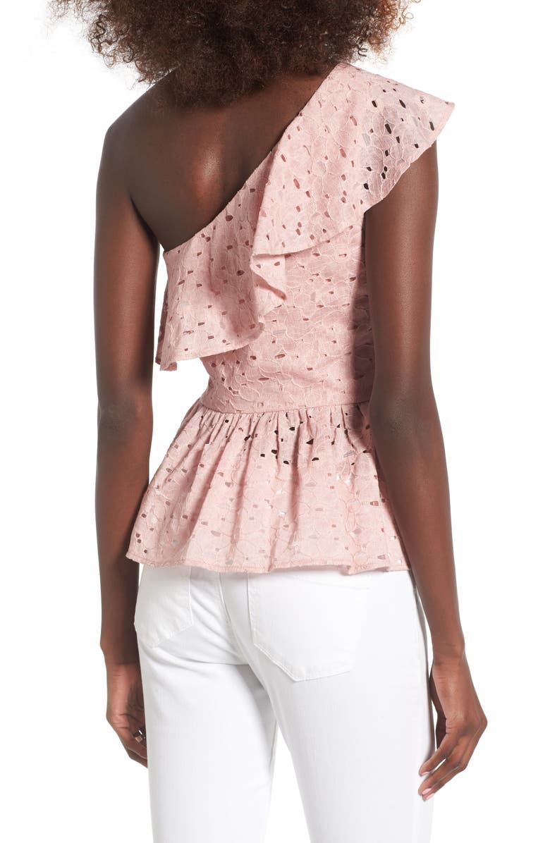 J.O.A. Lace One-Shoulder Peplum Top, Alternate, color, 