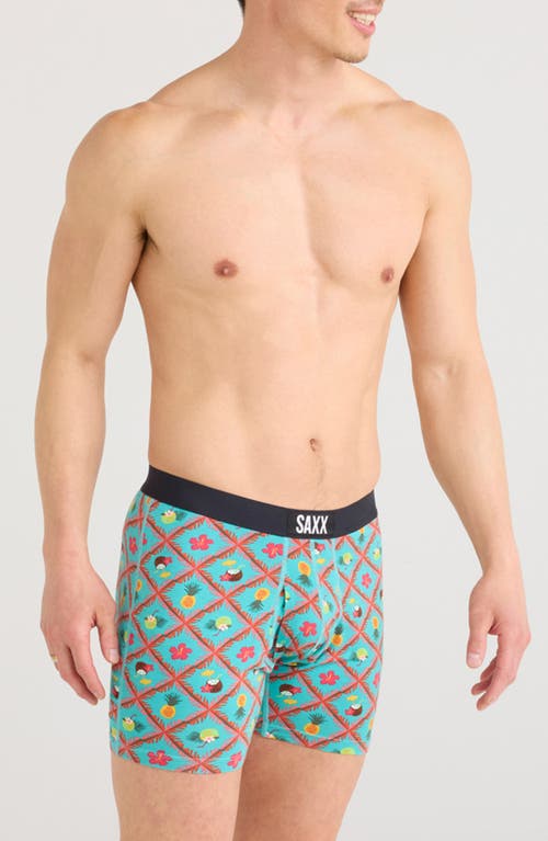 Saxx Ultra Super Soft Boxer Briefs In Pina Colada Plaid-aqua