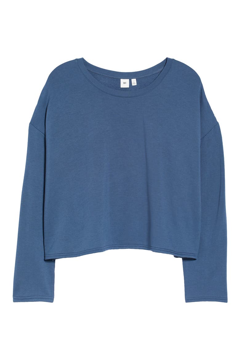 All Weekend Crop Sweatshirt, Alternate, color, NAVY DENIM
