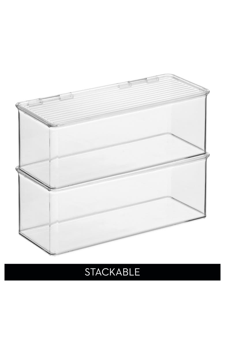 iDesign Stackable Hinged-Lid Storage Box - Set of 3 - Clear, Alternate, color, Clear