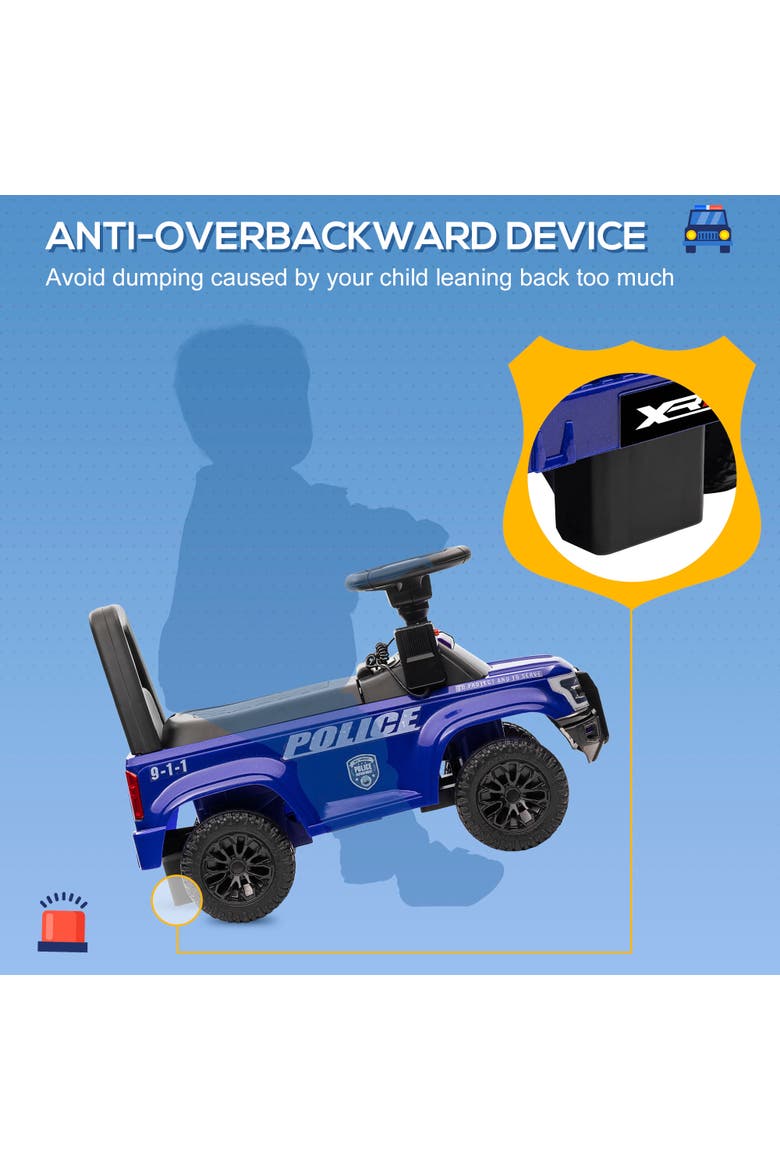 Kids Police Car Ride-on with Megaphone, Storage, Alternate, color, Blue