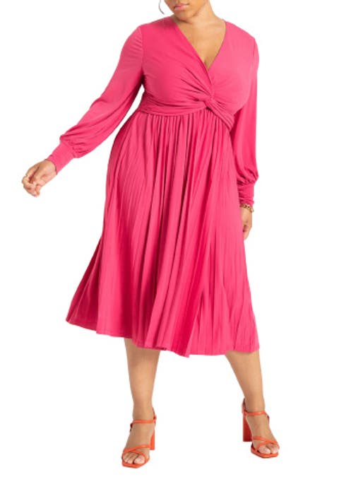 Knot Front Pleated Skirt Dress (Plus)