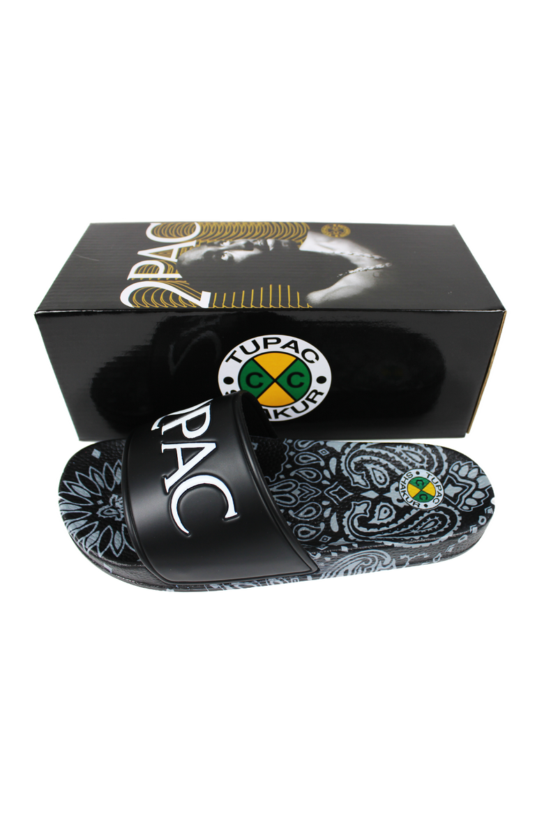 Cross Colours 2Pac Paisley Slides, Alternate, color, Black