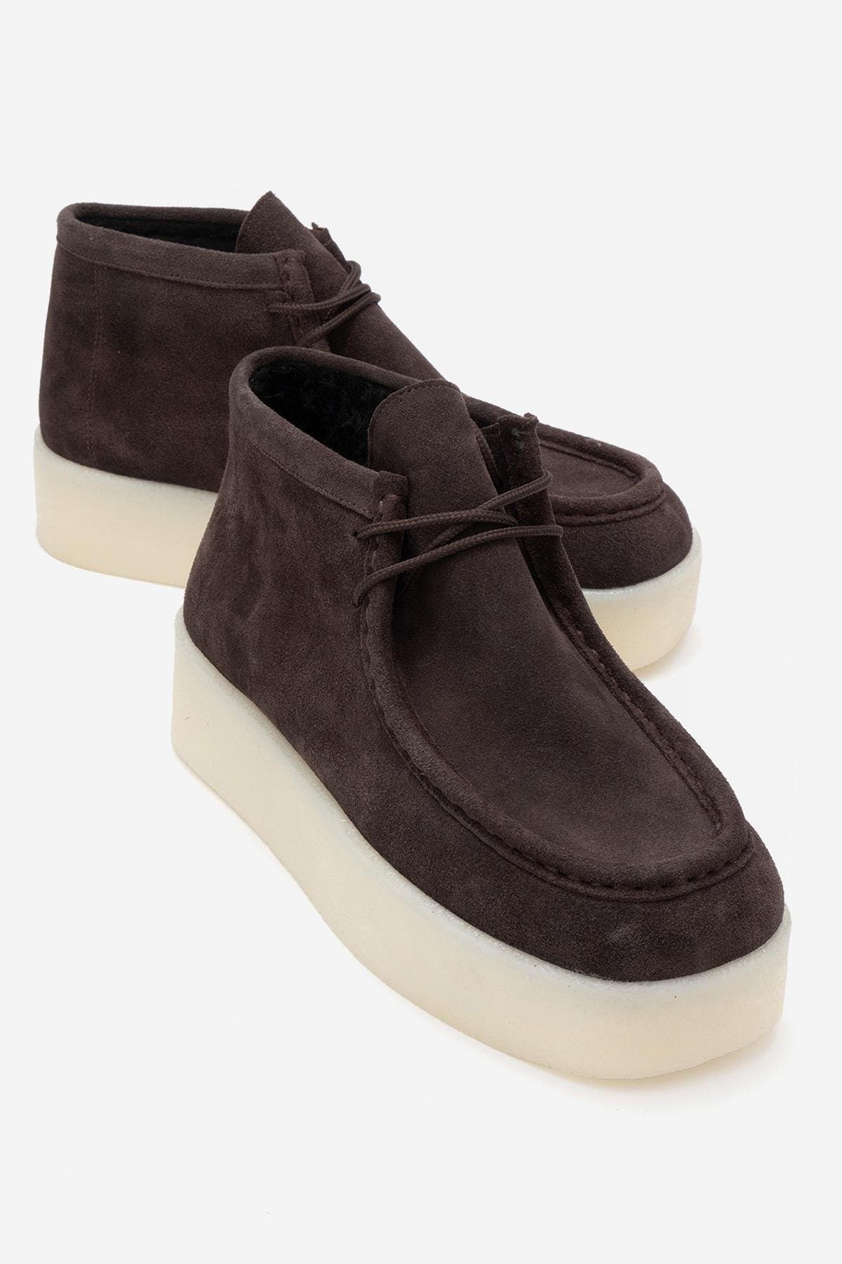 Melia Leather Platform Boot, Alternate, color, Brown Suede