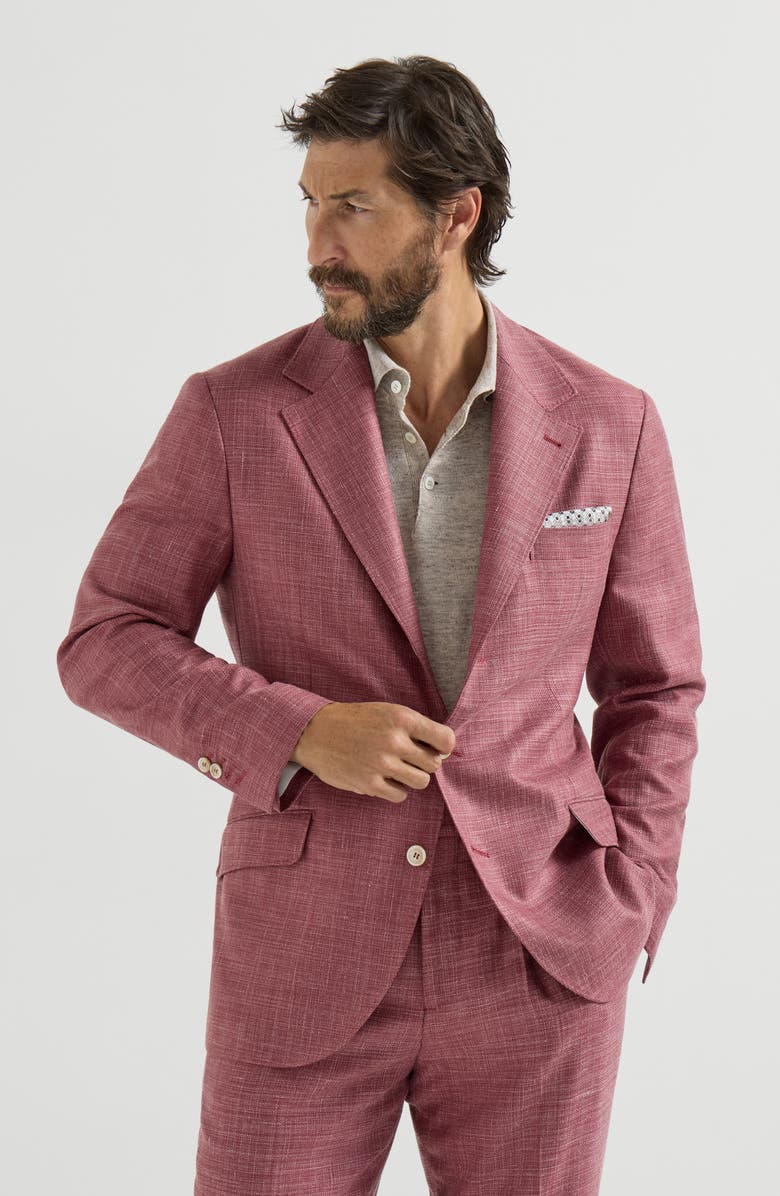 Brunello Cucinelli Hopsack blazer, Main, color, Coral
