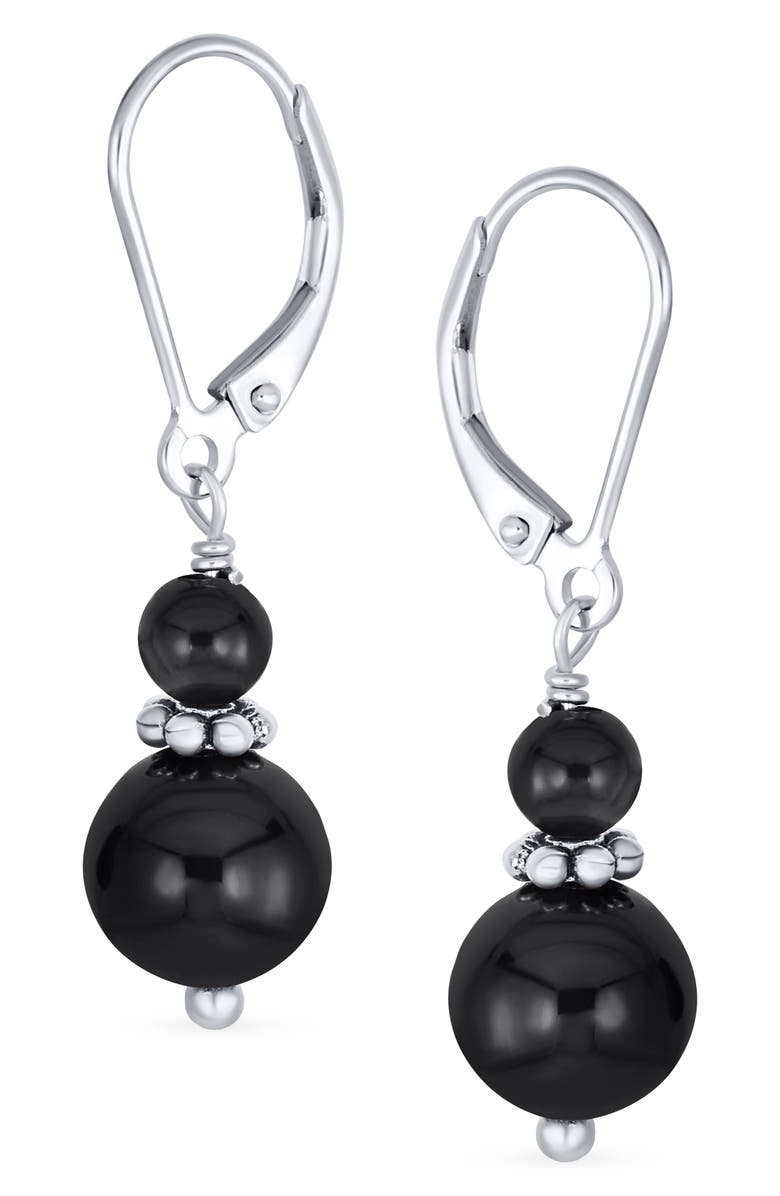 BLING JEWELRY Resin Drop Earrings, Alternate, color, Black