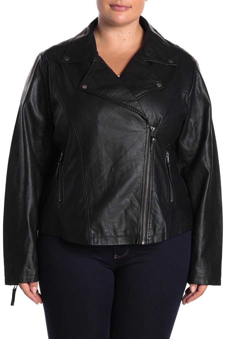 Faux Leather Moto Jacket, Alternate, color, BLACK