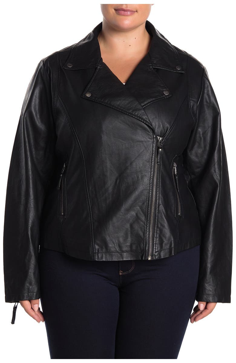 MAX STUDIO Faux Leather Moto Jacket, Alternate, color, Black