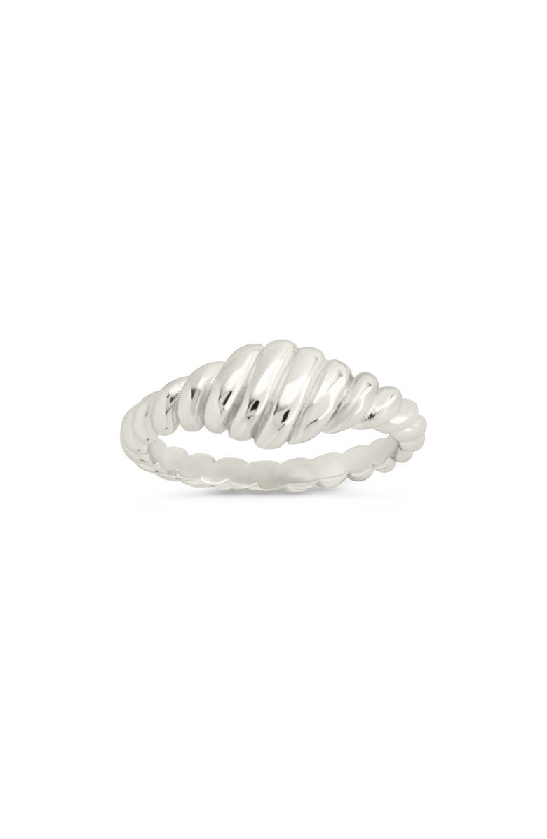 Sterling Forever Paula Ribbed Ring, Main, color, Silver