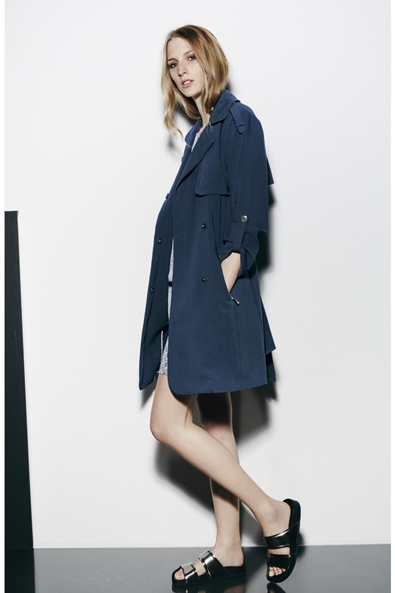 Roll Sleeve Wrap Trench Coat, Alternate, color, ARBOUR