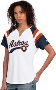 STARTER Women's Starter White Houston Astros Game On Notch Neck Raglan T-Shirt