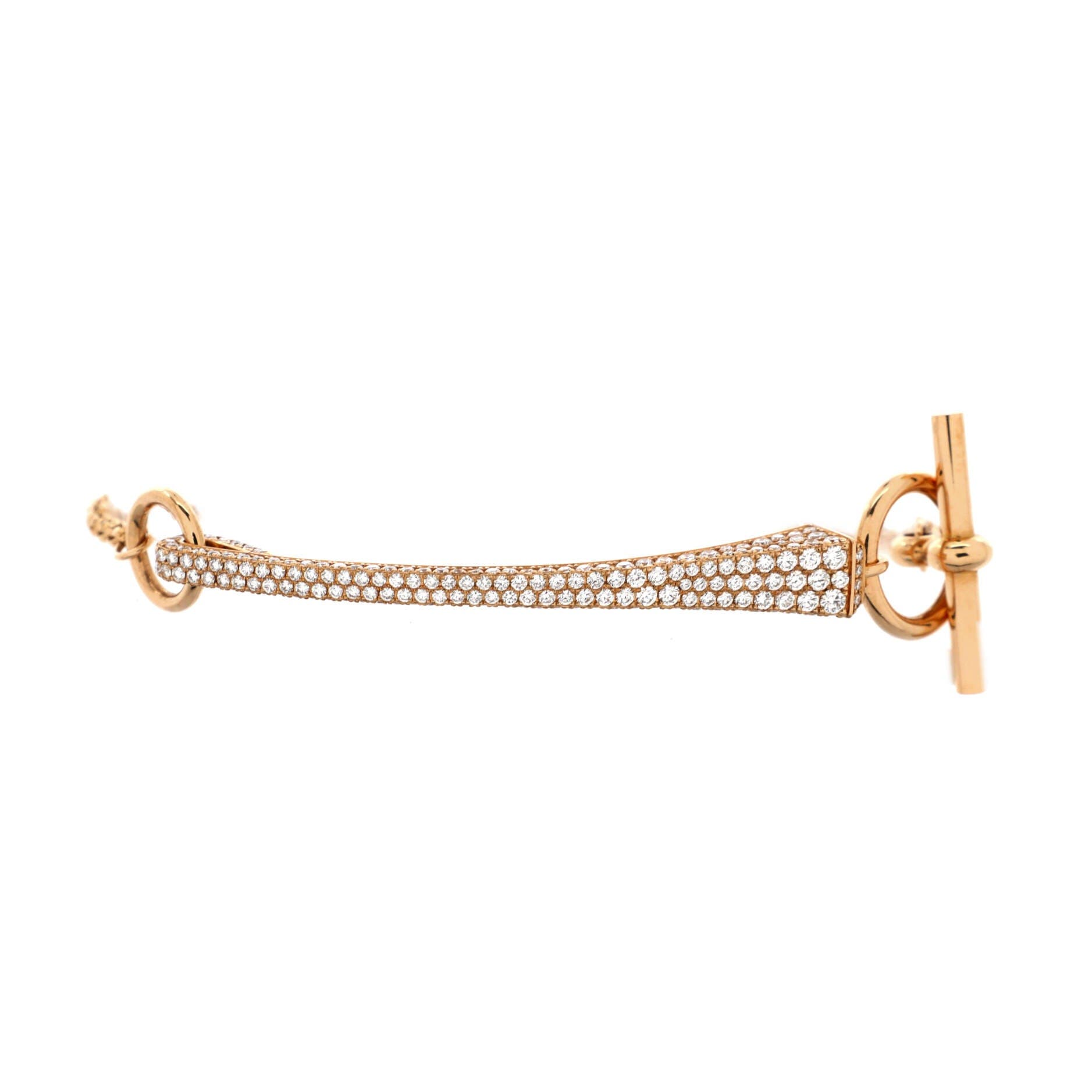 Clou de Forge Chain Bracelet 18K Rose Gold with Pave Diamonds, Main, color, Metallic Gold