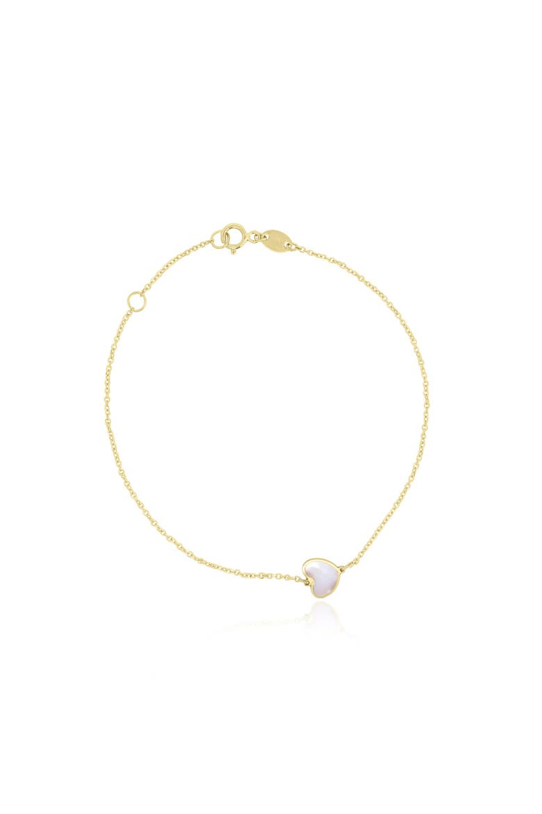 Mini Mother of Pearl Single Heart Bracelet, Main, color, Mother of Pearl