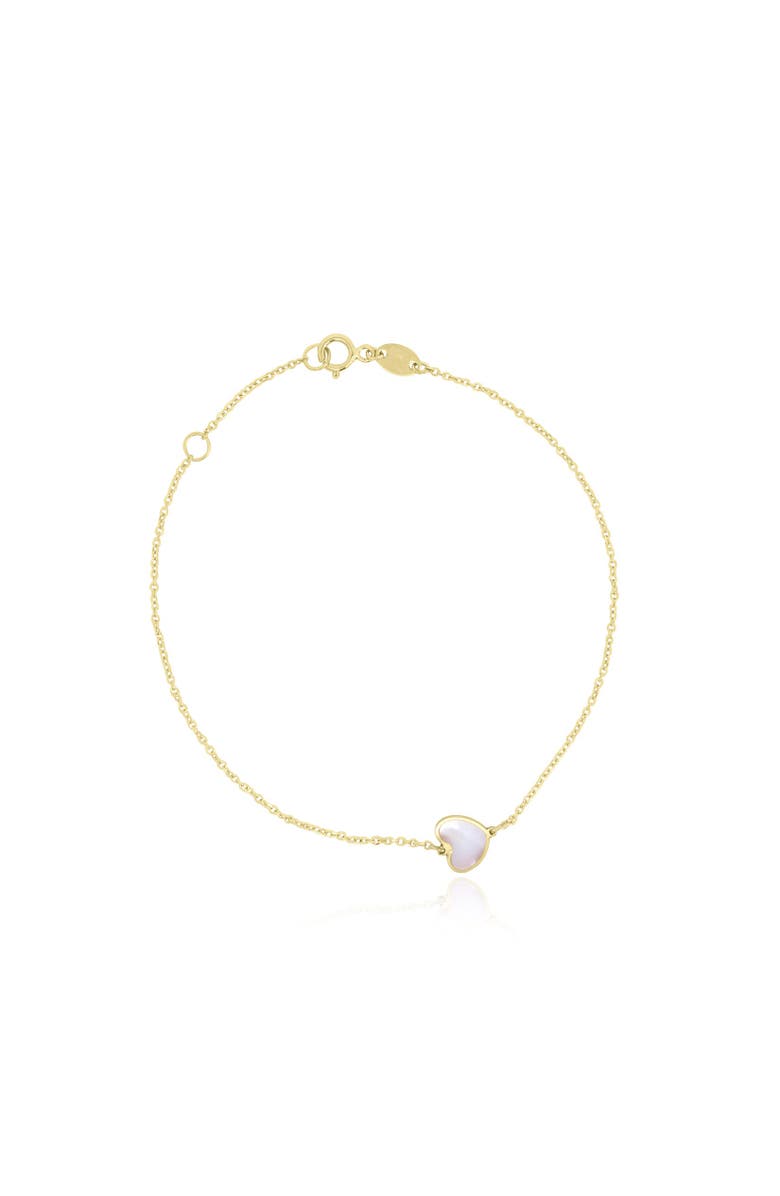 The Lovery Fine Jewelry Mini Mother of Pearl Single Heart Bracelet, Main, color, Mother Of Pearl