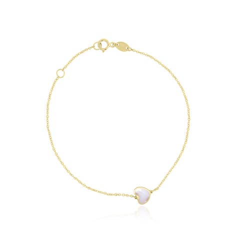 Mini Mother of Pearl Single Heart Bracelet