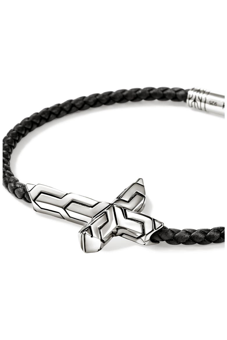 Icon Silver Cross Woven Leather Bracelet, Alternate, color, SILVER