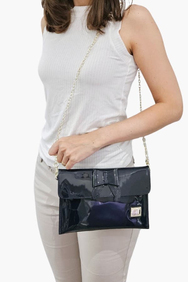 All In 68 Patent Leather Clutch Bag, Alternate, color, Navy