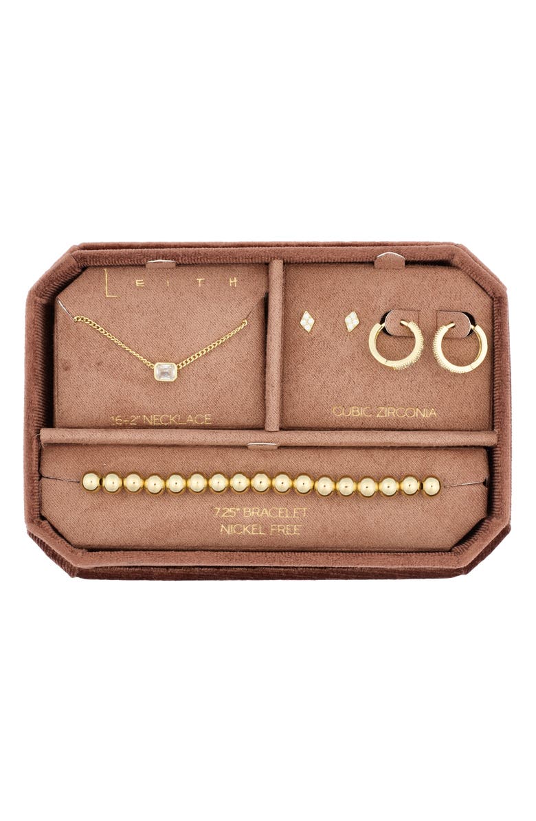 Leith Crystal Chain Necklace, Earrings & Bracelet Set, Main, color, Clear- Gold