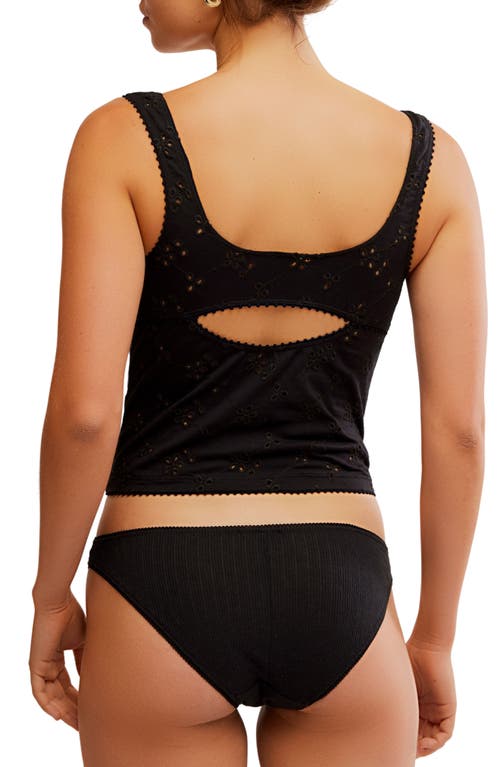 Shop Free People Full Bloom Eyelet Knit Camisole In Black