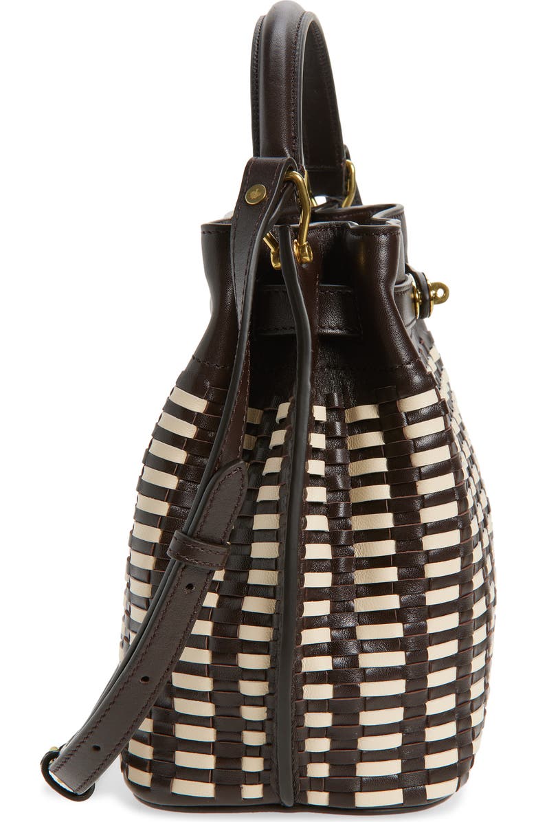 Mulberry Islington Woven Leather Bucket Bag, Alternate, color, Ebony-Crumpet