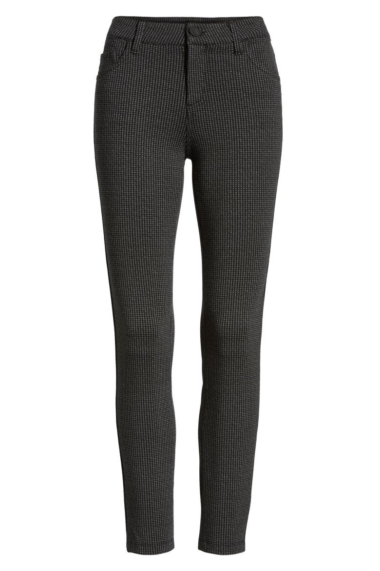 Donna Print Ponte Knit Skinny Pants, Alternate, color, BLACK/ GREY