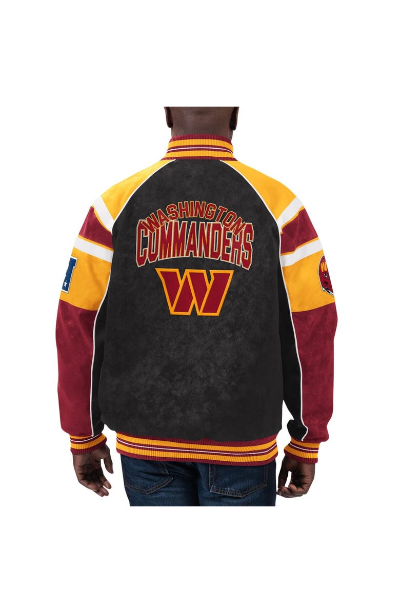 G-III SPORTS BY CARL BANKS Men's G-III Sports by Carl Banks  Black Washington Commanders Faux Suede Raglan Full-Zip Varsity Jacket, Alternate, color, 