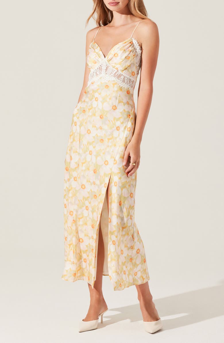 ASTR the Label Ivanna Floral Slipdress, Alternate, color, Yellow Green Floral