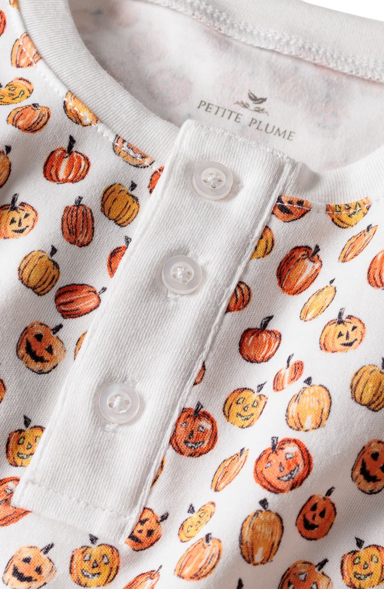 Petite Plume Kids' Pumpkin Patch Fitted Pima Cotton Two-Piece Pajamas, Alternate, color, Orange