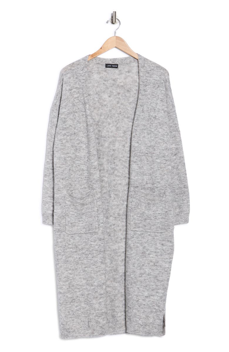 Love Token Dotti Open Front Cardigan, Alternate, color, Grey