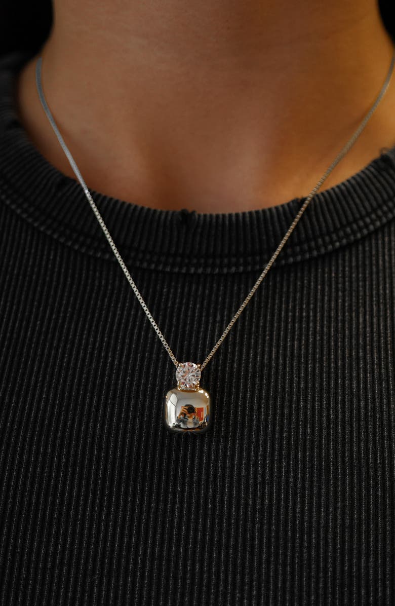 Argento Vivo Sterling Silver Scarlette Cubic Zirconia Cushion Pendant Necklace, Alternate, color, Silver