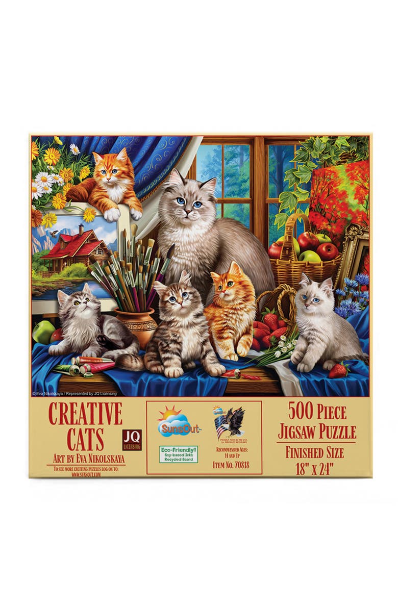 Sunsout Creative Cats 500 piece Jigsaw Puzzle for Adults, Alternate, color, Multicolor