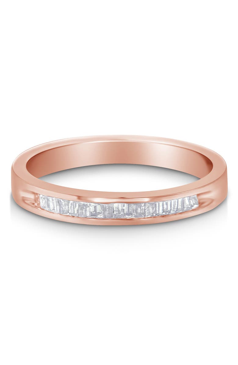 Haus of Brilliance 10K Rose Gold over Silver 1/5 Cttw Diamond Channel Set Stackable Band Ring, Main, color, Rose Gold Over Silver