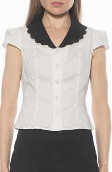 Alexia Admor Gulianna Scallop Collar Button-Up Top