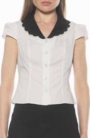 Alexia Admor Gulianna Scallop Collar Button-Up Top