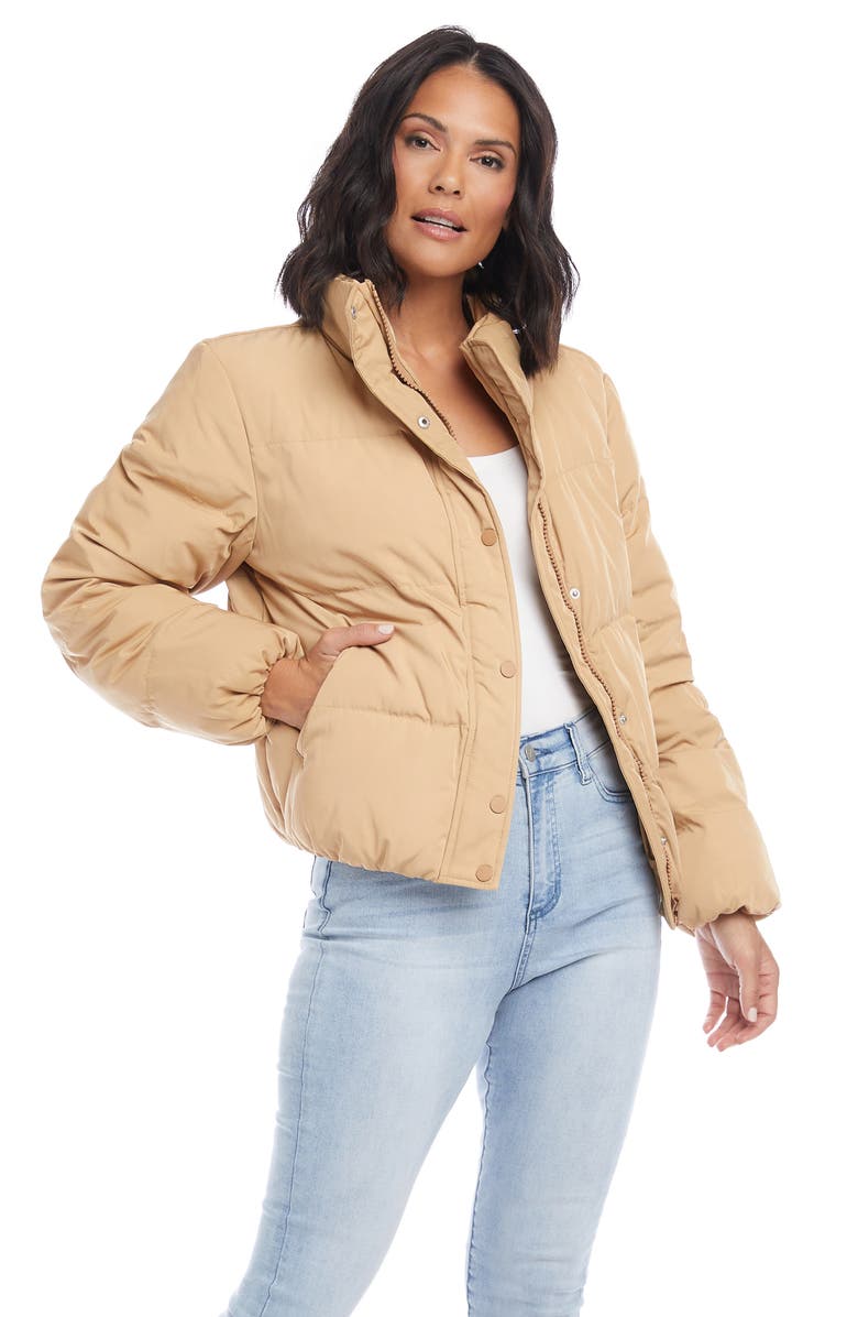 Karen Kane Down Puffer Jacket, Alternate, color, Camel