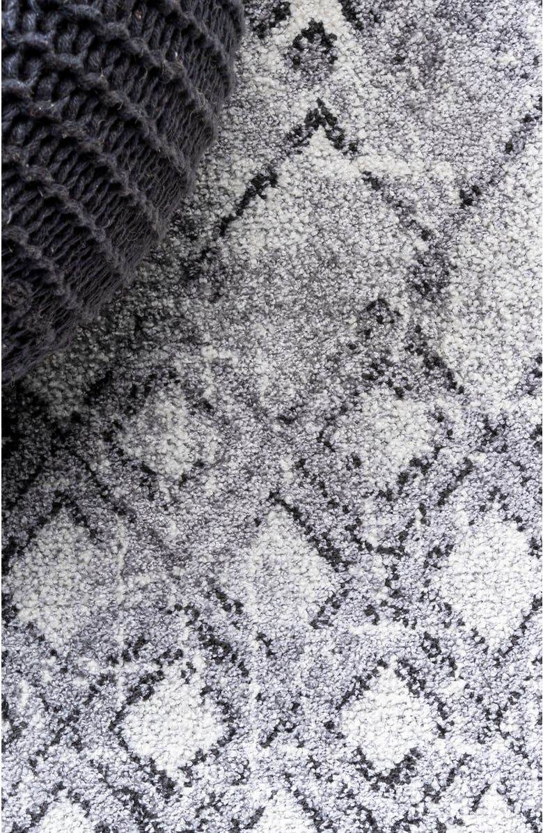 JONATHAN Y Azmar Moroccan Geometric Distressed Area Rug, Alternate, color, Ivory/Black