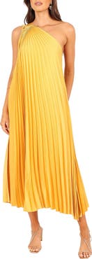 Petal & Pup Cali Pleated One-Shoulder Maxi Dress