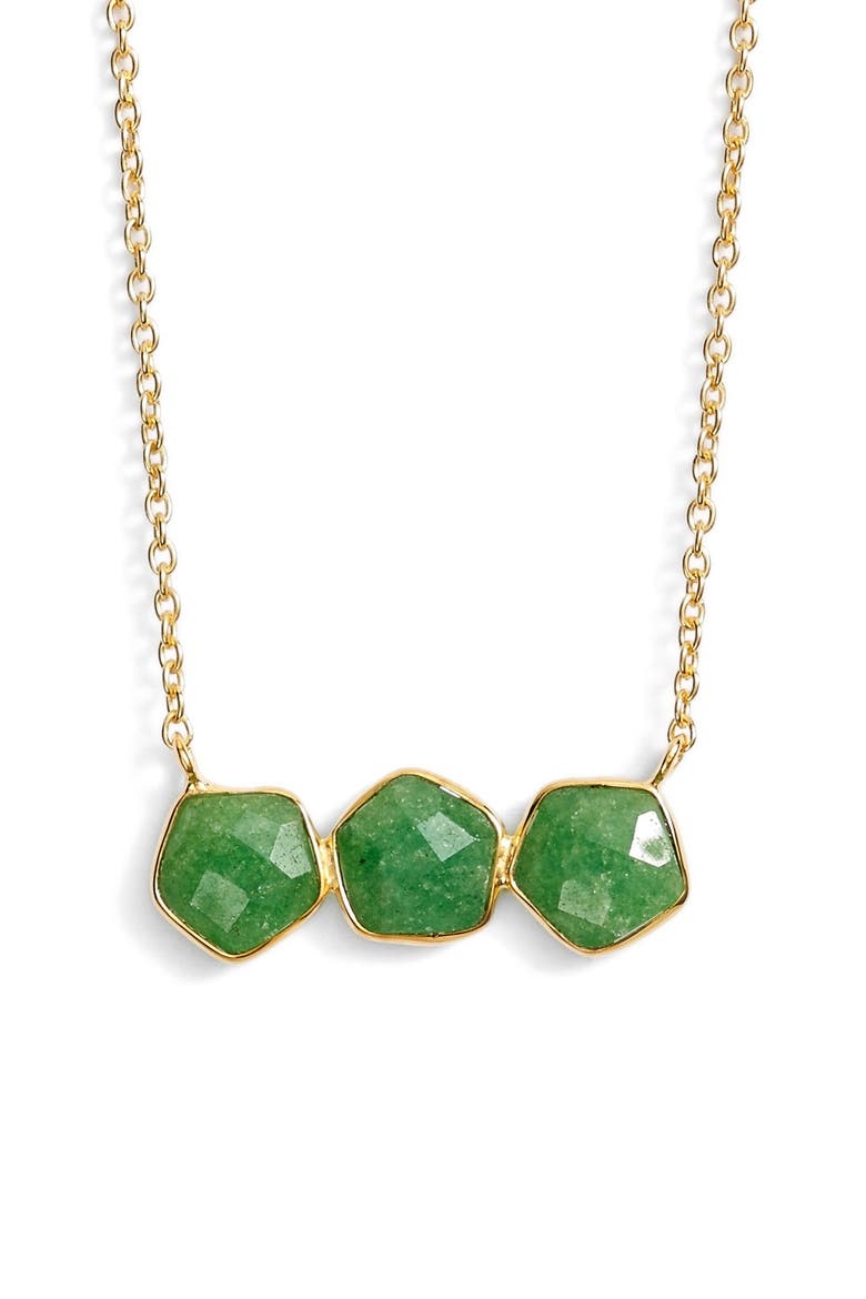 Argento Vivo Three Stone Frontal Necklace, Main, color, GOLD/ GREEN AVENTURINE