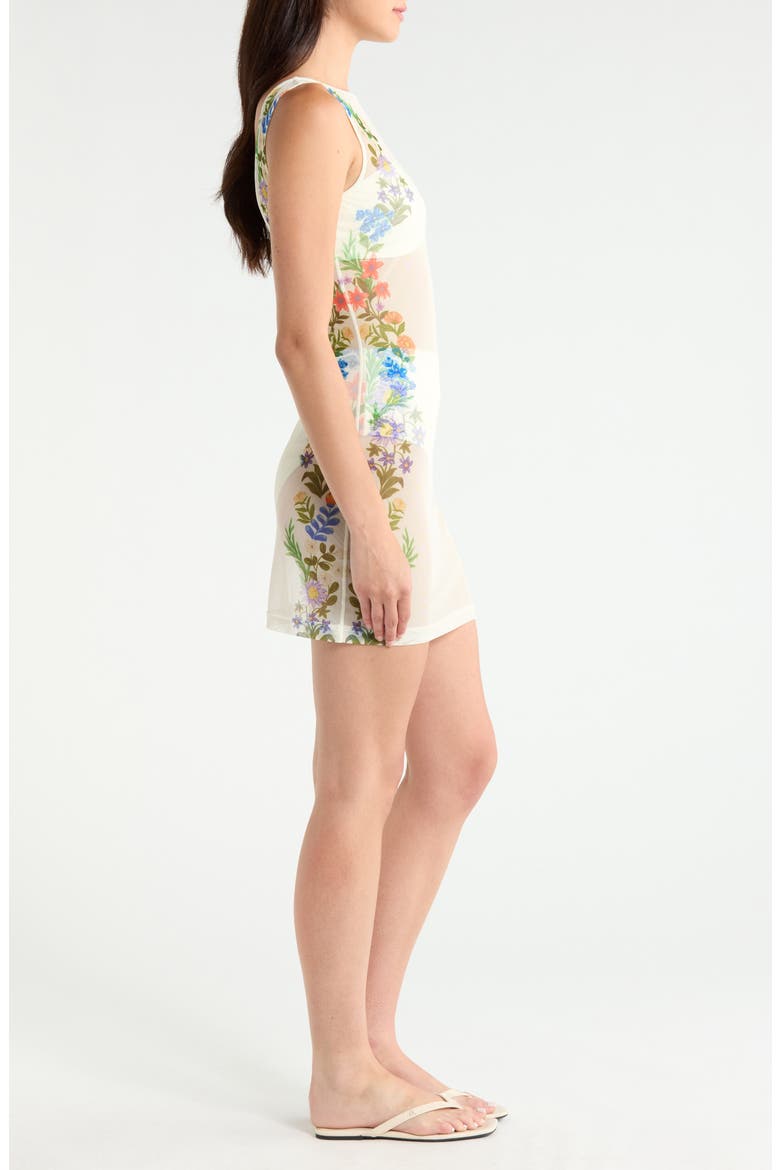 Shaylee Floral Cover-up Minidress, Alternate, color, IVORY/ MULTI