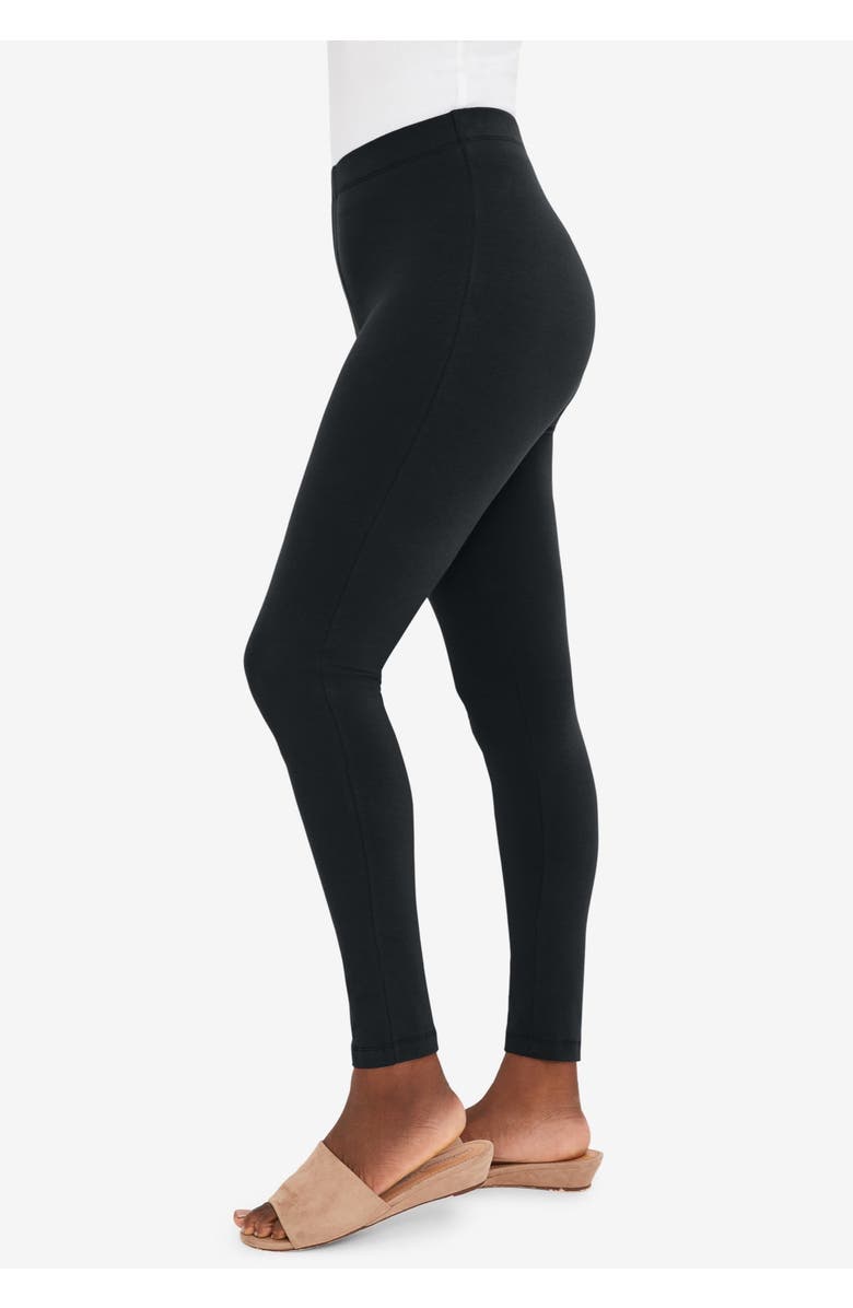 Jessica London Everyday Stretch Cotton Legging, Alternate, color, Black